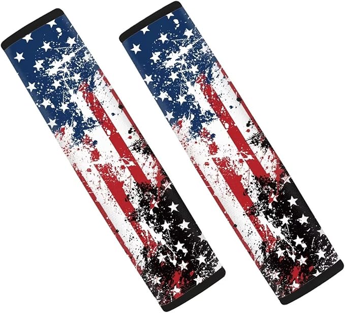 AFPANQZ Stars and Stripes Car Seat Belt Pads Covers Universal Fit for Truck Vans Sedans SUVs Safety Seatbelt Pad Cushion Comfortable Driving Car Seats Accessories Interior Decor