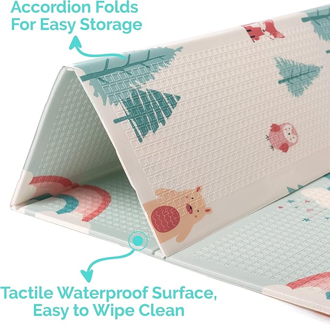JumpOff Jo Foldable Foam Play Mat – Large Waterproof Baby & Toddler Activity Floor Mat, Double-Sided 70 x 59 Inch Play Surface
