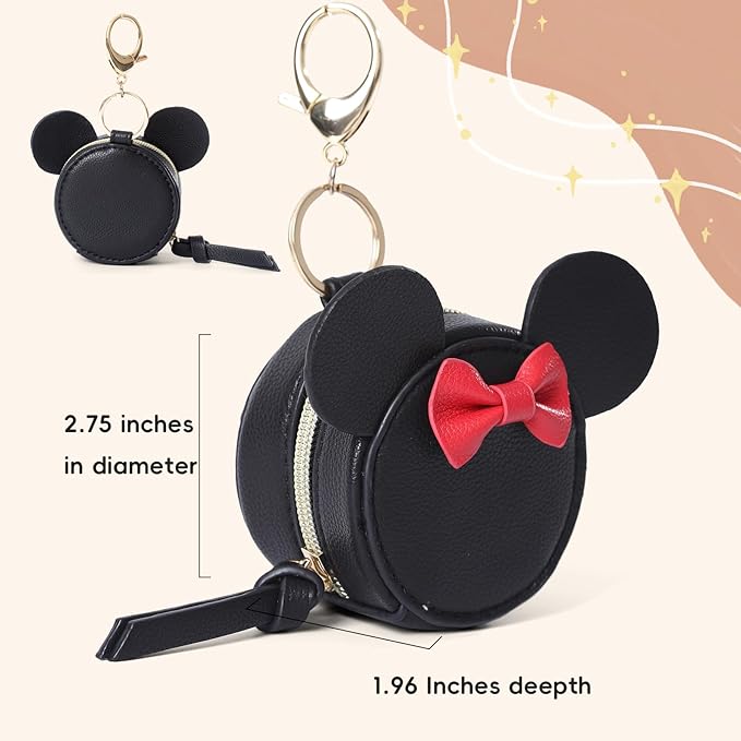 miss fong Pacifier Holder Case with Clip, Pacifier Pouch Cover, Pacifier Charm Pod with Clasp Attach to The Strollers & Diaper Bags, Hold 2 Pacifier or Nipple Shield(Bow Black)