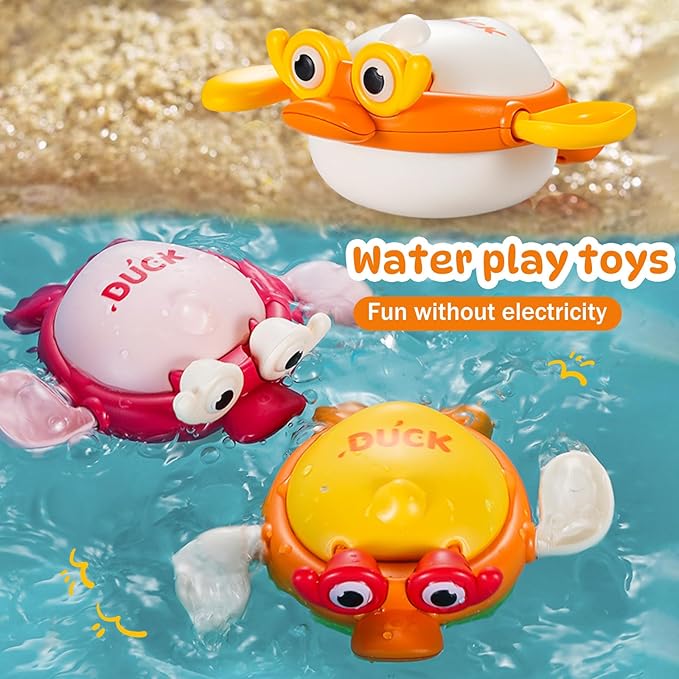 Wind-Up Floating Duck Bath Toy, Bath & Pool Fun for Babies 6-12 Months, Toddlers 1-3 Years - Perfect Baby Toys