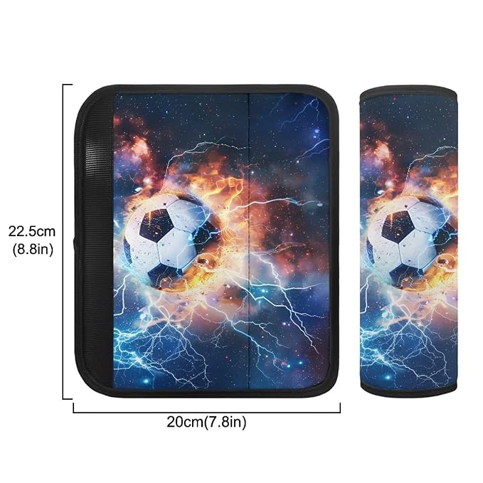 Biyejit 2 Pieces Lightning Soccer Auto Seat Belt Shoulder Protector Harness Pad for Kids Adult, Universal Seatbelt Cover, Multipurpose for Handbag Carmera Backpack Straps