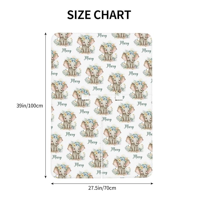 Personalized Baby Car Seat Canopy for Babies with Name, Custom Car Seat Covers for Boys Girls, Infant Opening Minky Nursing Breastfeeding Stroller Cover Carseat Canopies for Newborn (Floral Elephant)