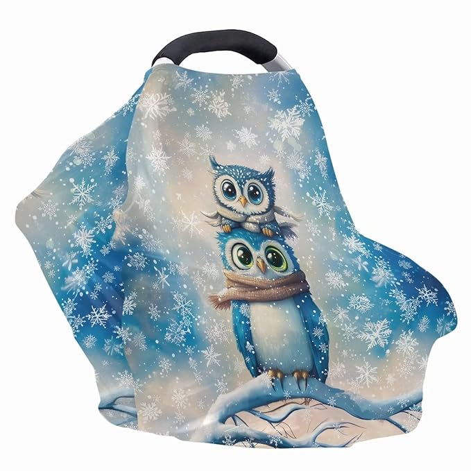 AFPANQZ Owl Nursing Cover Breastfeeding Scarf Baby Car Seat Covers for Boys Girls Infant Carseat Canopy Stretchy Soft Breathable Multi-Use