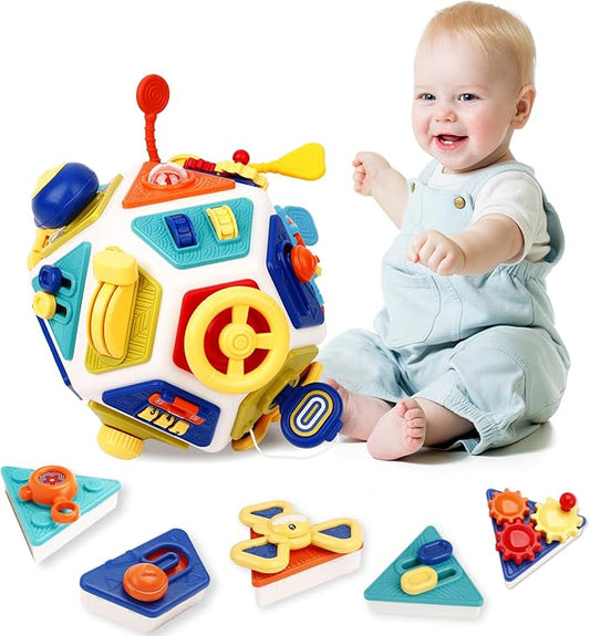 22-in-1 Baby Activity Cube,Montessori Sensory Toy Toddler 1-3, Kid Education Learning Activity Toys, Early Educational Birthday Gift for 1 2 Year Olds Boy Girl (Colorful)
