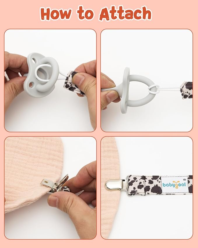 babygoal Baby Neutral Pacifier Clips, 8 Pack Binky Paci Holder Clip for Baby Boys and Girls Fits Most Pacifiers and Binkies