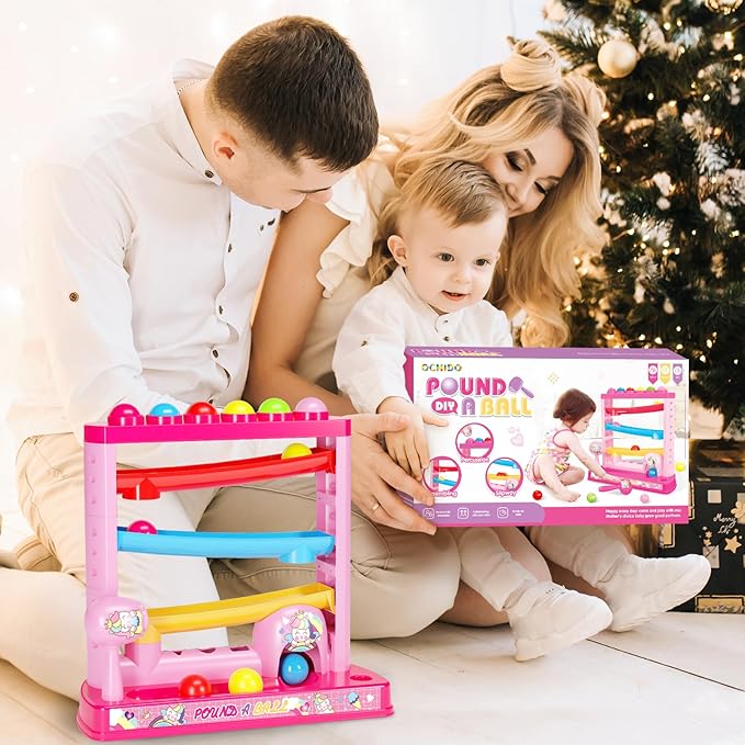 OCHIDO Montessori Toys for 3+ Years Old Kids Girls, Pound A Ball Toys Included 2 Hammer & 12 Balls,Gifts for Girl Age 3+, Interactive Toy for Early Learning Educational Gifts for Girl