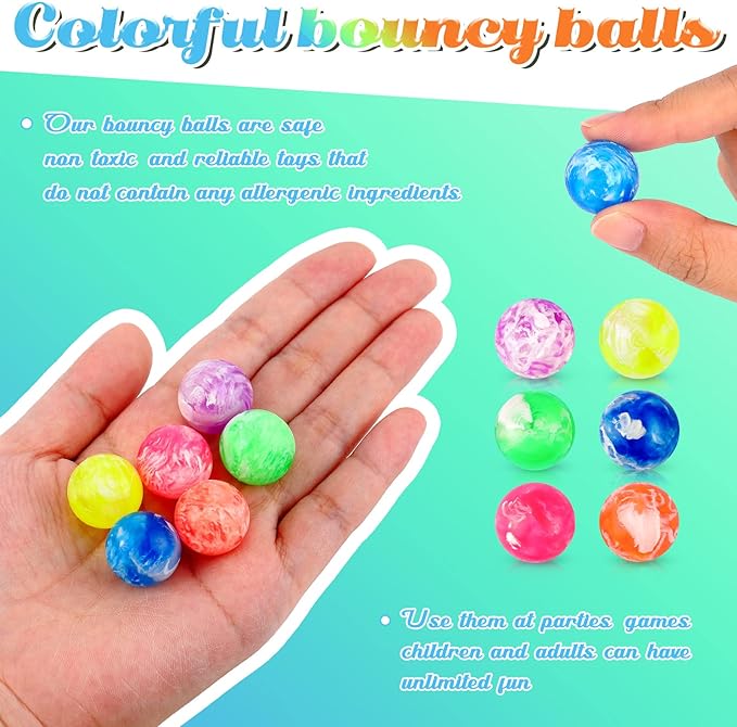 Sumind 100 Pcs Kids Small Bouncy Balls in Bulk Rubber High Bouncing Balls for Baby Toddler Birthday Party Favors Gift Game Prizes Vending Machines Fillers Outdoor Activities (0.98 Inch)