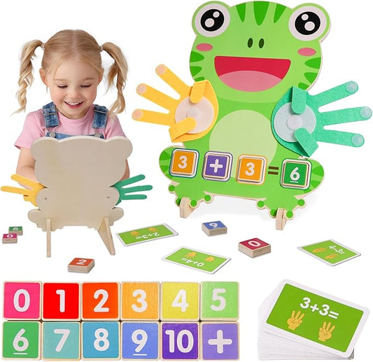 ZJEFUNS Preschool Learning Toys for Toddlers 3 4 5 Years, Finger Counting Number Blocks for Kids, Educational Math manipulatives Toys, Preschool Wood Homeschool Educational Math Toy for Boys Girls.