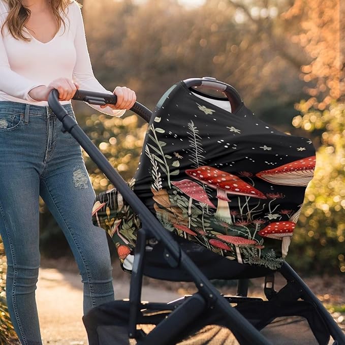 Youngerbaby Mushroom Nursing Cover Carseat Canopy Car Seat Covers for Babies Mom Breastfeeding Scarf Infant Multi Use Cover for Baby Stroller Shopping Cart Feeding High Chair