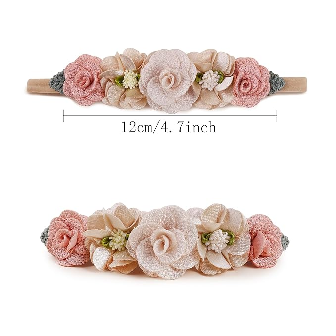 New Model Baby Girl Nylon Headbands Nylon Flower Elastic Hairbands 3pcs Hair Accessories Gift for Newborn Infant Toddlers (BF-Z38)