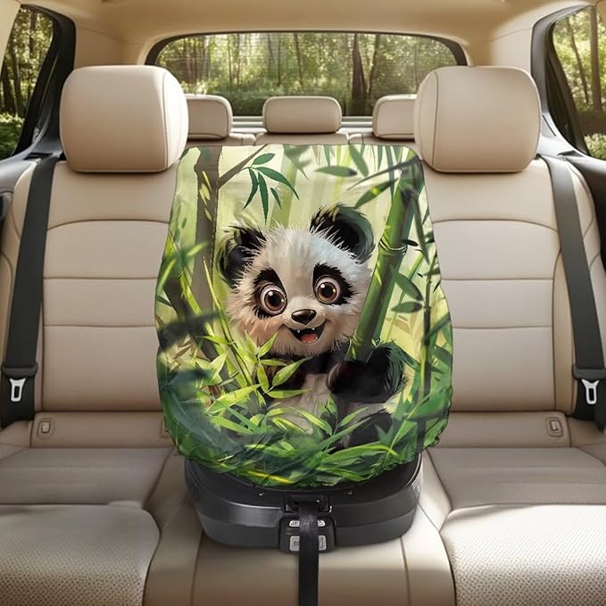XYZCANDO Panda Print Baby Car Seat Shade Cover Cute Car Seat Cover Girl Newborn Waterproof Car Seats Heat Protector Keeps Your Toddler Baby Seat at a Cool Temperature Gift for Friends