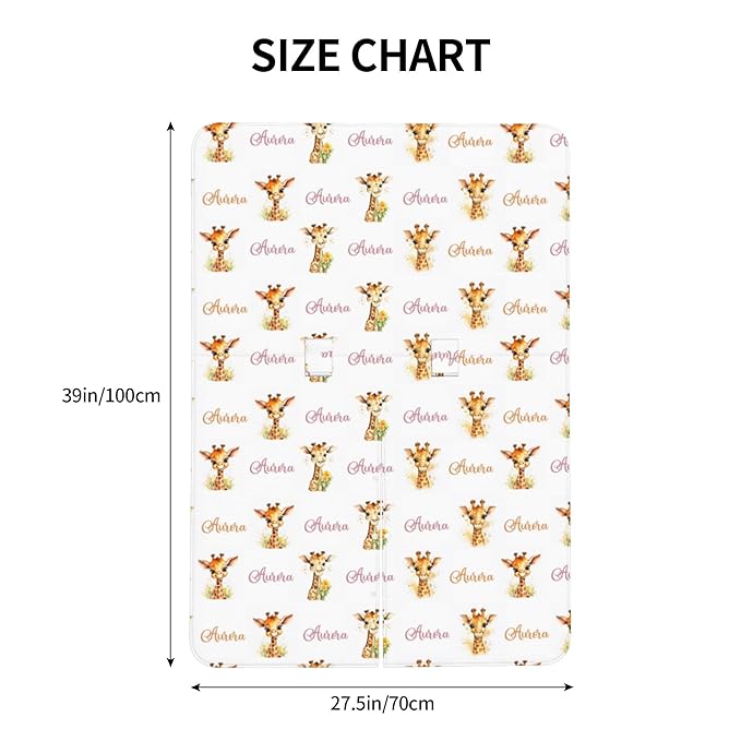Personalized Baby Car Seat Canopy Minky Giraffe Baby Blanket Custom Name Baby Car Seat Cover Girls Boys Infant Newborn Carseat Canopy Nursing Cover for Stroller Car Seat Canopies