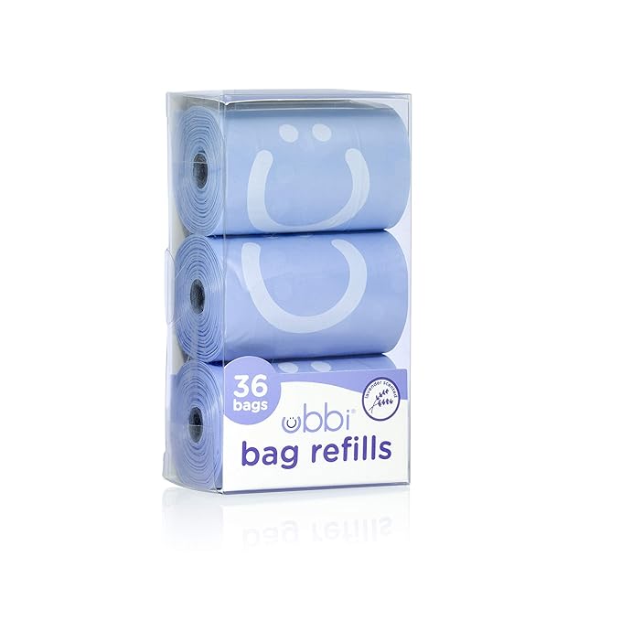 Ubbi Pacifier Holder with 2 Compartments and Silicone Strap, Lavender Scented Diaper Bag Refill Bags, 36 Count