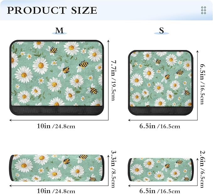 2 Pack Seatbelt Covers Seat Belt Cover Pad for Adults Boys Girls Car Seat Strap Covers Pads Cushion Universal Shoulder Strap Pad Protector for Backpack Camera Bag 6.5 Inch Mint Green Daisy Flowers and