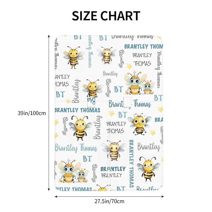 Custom Baby Car Seat Canopy Personalized Car Seat Covers with Name for Baby Boys Girls Customized Bee Nursing Breastfeeding Cover Infant Carseat Canopies Newborn Minky Baby Blanket