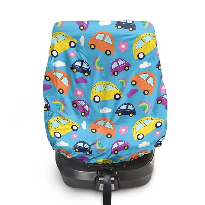 XYZCANDO Car Print Carseat Cover for Baby Girl Cartoon Baby Car Seat Sun Shade Cover Breathable Car Seat Sun Cover for Baby Reflective Baby Seat Covers for Car Seats Gift for Birthday