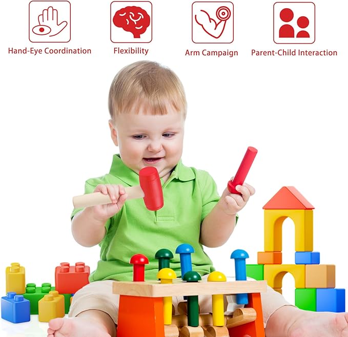 1Pcs Toy Hammer Simulation Wooden Hammers Plastic Toddler Hammer SmallPortable Kids Maintenance Tools Toys Pretend Fake Mallet Hammers for Boys Girls