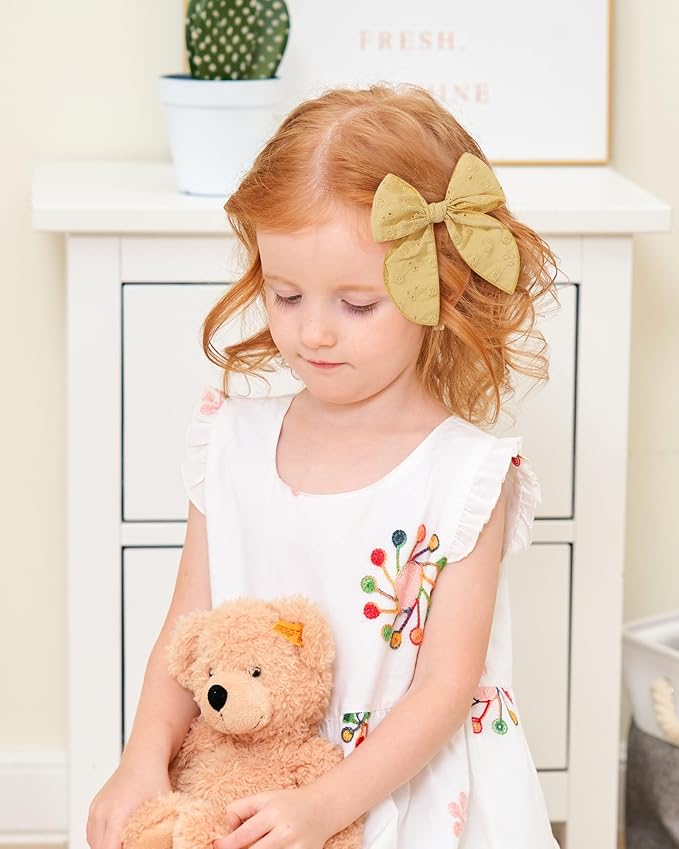 doboi 8PCS Baby Girls Hair Clips Fable Hair Bows Cotton Linen Bows for Girls Hair Accessories for Baby Toddlers Kids Child