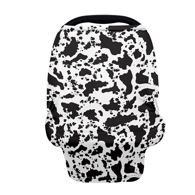 Wanyint Cow Print Car Seat Covers Universal Fit Carseat Canopy Covers for Babies,Breathable Breastfeeding Scarf Nursing Covers Carseat Canopy for Boys Girls