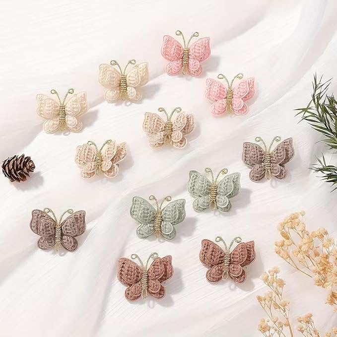 12 Pcs Baby Girl Butterfly Clips Hair Accessories, Hair Bow Clips Barrettes for Infants Toddlers Baby Kids Fine Hair
