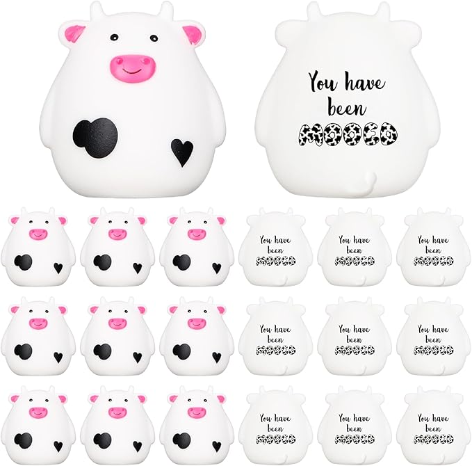 Cholemy 25 Set Moo Cows Mini Cute Rubber Cow Graduation Car Gift Bulk You Have Been Mooed Funny for Game Figurines Car Interior Accessories Gift for SUV Women Men