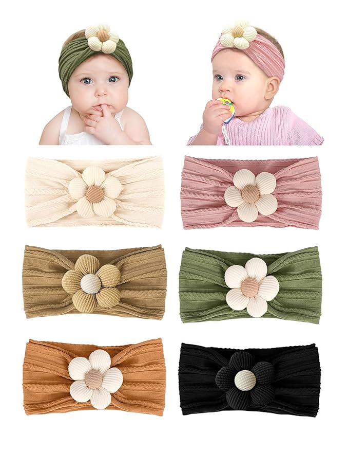 Stretchy Baby Girl Headbands Bows, Infant Headband Bows for Baby Bonnet Newborn Head Wraps Toddler Unisex (03H-16)