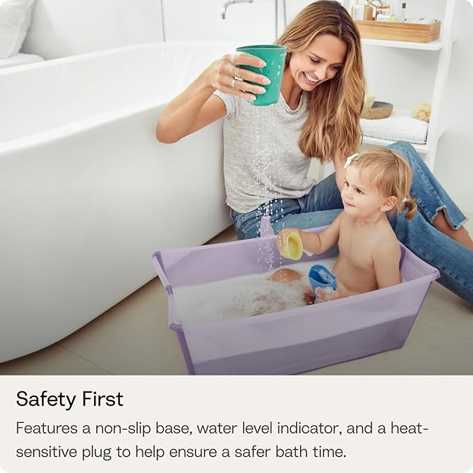 Stokke Flexi Bath X-Large, Sandy Beige - 31.5 x 15.7 x 9.4 in - Best for Infants & Toddlers - Lightweight, Foldable & Easy to Store - Convenient to Use at Home or Traveling