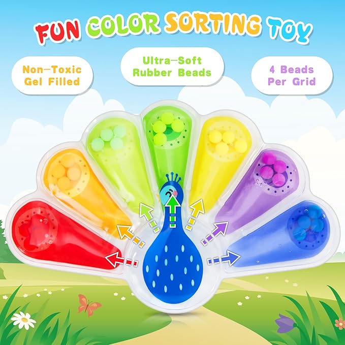 Color Sorting Toys Sensory Toys : Fine Motor Skill Games Learning for Toddlers, Color Matching Fidget Sensory for Calm Down, Preschool Learning & Educational Montessori with Autism