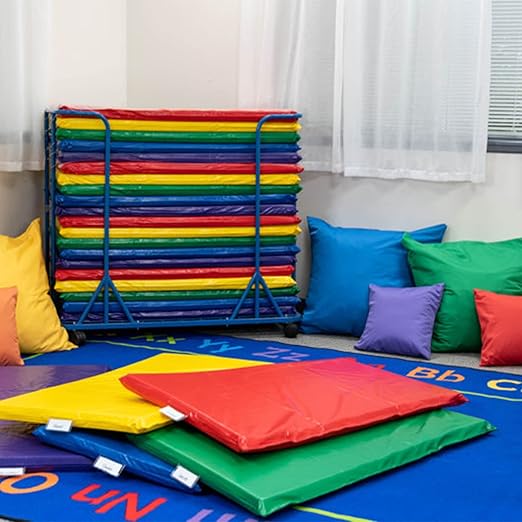 Children's Factory Nap Mats for Toddlers, Rainbow Nap Mat for Daycare & Preschool, 5-Pack