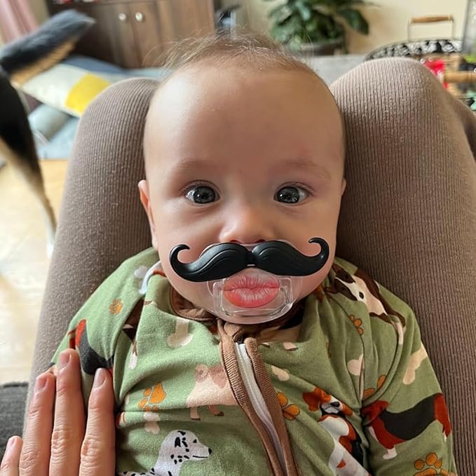 Funny Pacifiers for Babies,Newborn Pacifier,Funny Pcifiers for 0-6-12-18 Months, Mustache Pacifier,Teeth Binky,Gift Pacifiers for Boys and Girls (Colors-04)