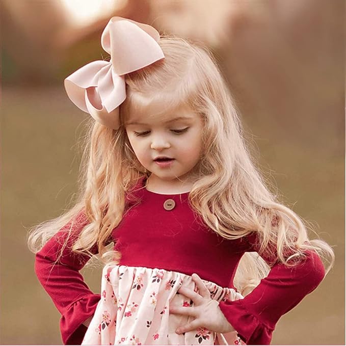 Oaoleer Hair Bows Clips Grosgrain Ribbon Bows Hair Alligator Clips Hair Barrettes Hair Accessories for Girls Toddler Infants Kids Teens Children (8inch)