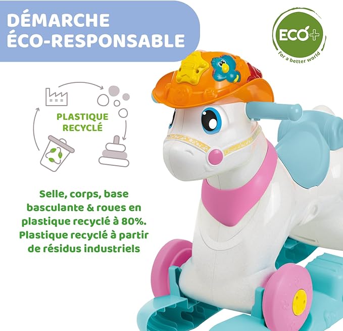 Chicco Miss Baby Rodeo Rocking Horse for Kids Educational Interactive Game Girl Riding Horse with Sound Effects, Max 25kg, Kids Games 1-3 Year