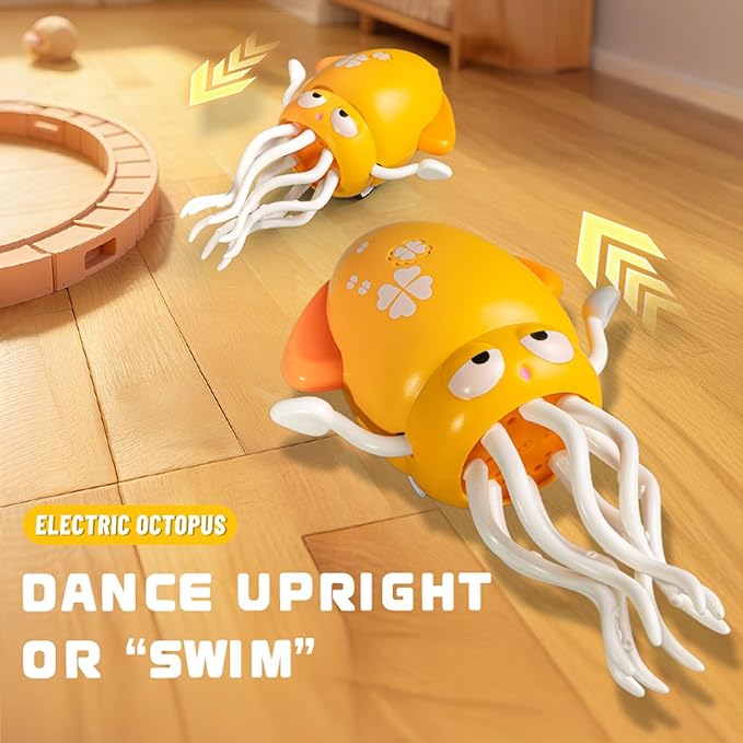 Qxbuhe Dancing Octopus Toy,Smart Tentacle Explorer,Crawling Dancing Automatic Obstacle Sensor Toys,Electric Crawling Octopus with LED Lights & Music (Green)