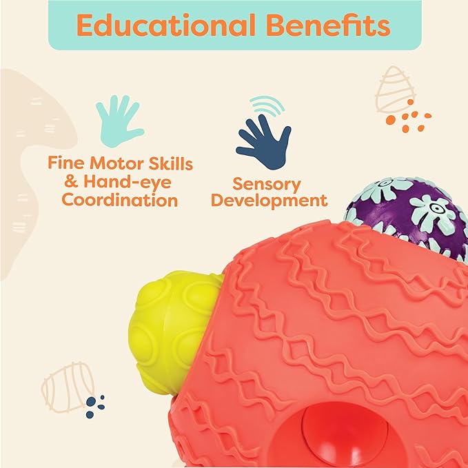 B. toys – Sensory Baby Toys Set with Textured Balls – 6 Pieces Development Set with Large Ball & 5 Small Balls with Different Textures for Tactile Stimulation & Motor Skills Development, 6+ Months