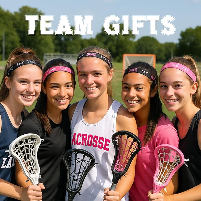 Infinity Collection Lacrosse Headbands for Girls – 3-Pack Non-Slip LAX Headbands with Silicone Grip – Pink and Black Athletic Hairbands for Lacrosse Players and Teams