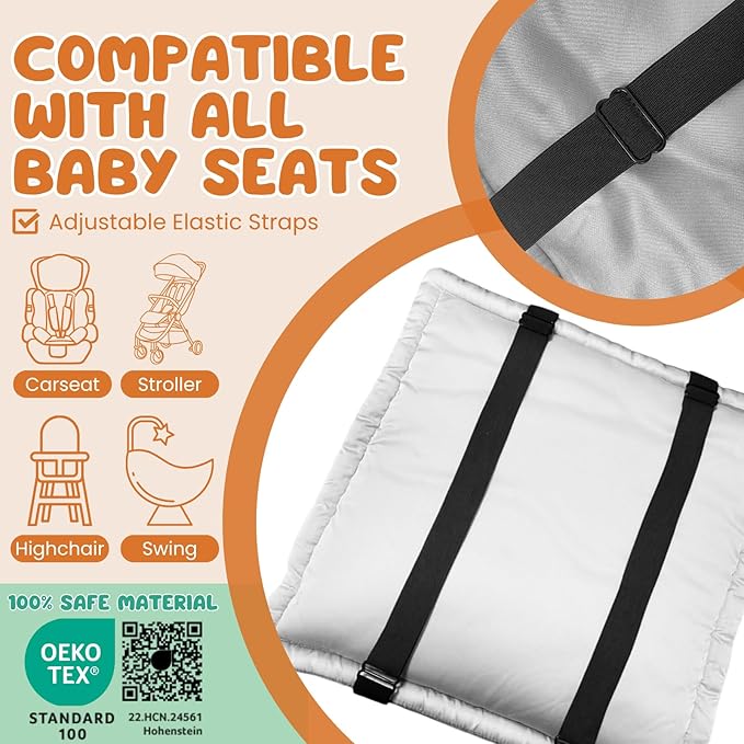 PROMEED 100% Natural Silk Carseat Headrest Cover for Baby Hair Protection - Mulberry Silk Car Seat Head Cover to Prevent Hair Loss and Bald Spot, Safe & Washable Car Seat Accessories (White)