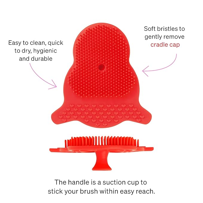 Cradle Cap Brush for Babies by Love Noobs, Baby Cradle Cap Treatment, Pack of 2, Non-Toxic Toddler Cradle Cap Comb, with Suction Cup to Easily Hang to Bathroom Wall, Infant Eczema Treatment