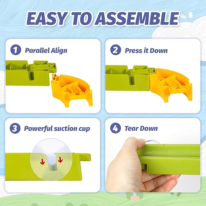 Bath Toys Water Ball Track for Kids for Wall Bathtub Toy Slide for Toddlers 3 4 5 6 Years 37 Pcs DIY Take Apart Set Shower Gift for Children