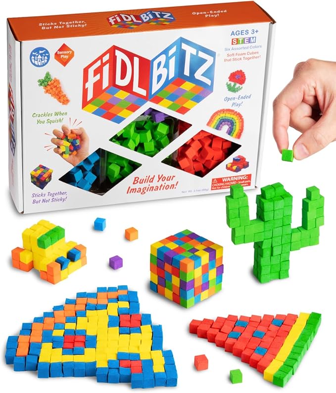 Play Visions FidlBitz® - Revolutionary Cubes That Stick Together, But Not Sticky! (Deluxe Set)