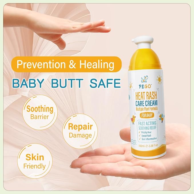 PEGO Baby Diaper Rash Cream,with Zinc Oxide,Egg Yolk Oil - Prevents, Soothes Diaper Rash,Gentle Non-Irritating for Toddlers' Sensitive Skin,(100ml, 3.38, Fl Oz)