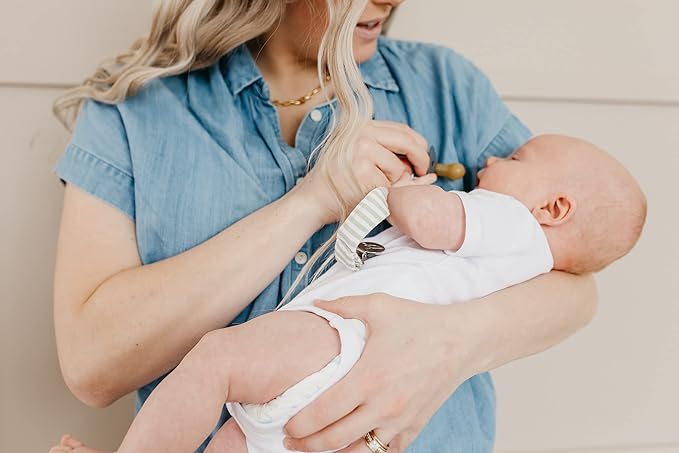 Copper Pearl Pacifier Clip 3-Pack: Premium Knit Binky Clips for Baby Girls and Boys - Stylish Stainless Steel Pacifier Holder Clip - Baby Pacifier Clips for No More Floor Drops - Rex
