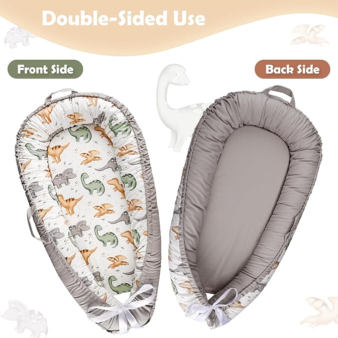 Hooyax Baby Lounger Cover, 100% Cotton, Reversible, Dinosaur Pattern, Compatible with Most Loungers