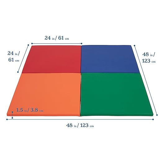 ECR4Kids SoftZone Play Patch Activity Mat Squares, Modular Playmat, Assorted, 4-Pack