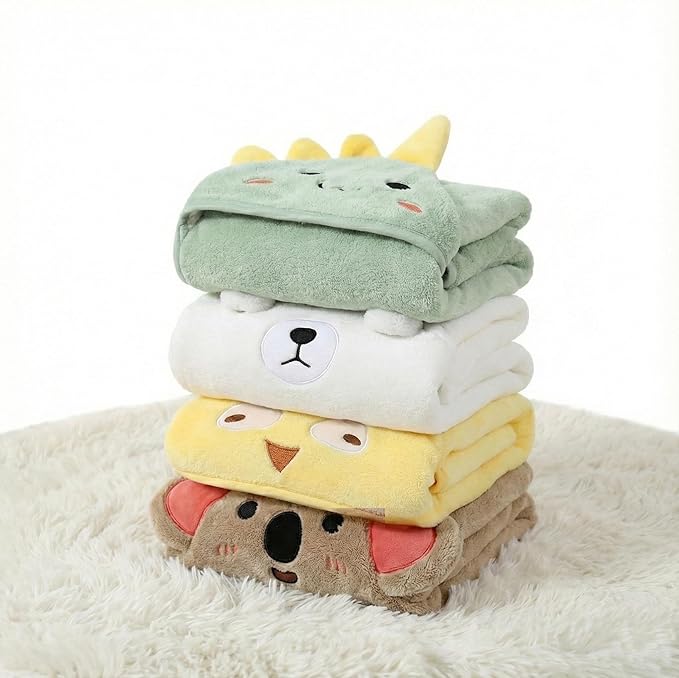 Hooded Baby Towel - 4 Pack Premium Soft Bath Towel for Baby, Newborn,Infant - Ultra Absorbent,Natural Baby Stuff Towel, Soft Coral Velvet Coral Fleece Bath Towel for Boys and Girls