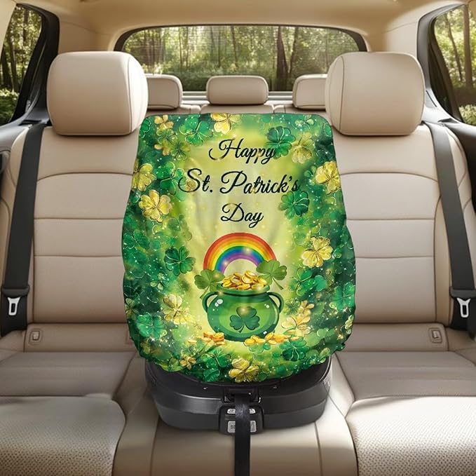 St. Patricks Car Seat Sun Shade Cover Tear-Resistant Child Car Seat Cover St Patricks Day Decorations Foldable Car Seat Canopy