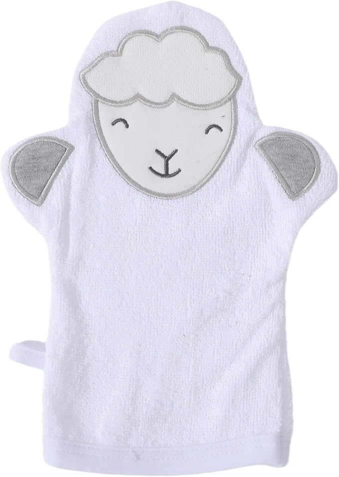JN&LULU Baby Organics Bath Mitt Toddlers Bath Cotton and Soft Scrub Bathing Loofah Baby Shower Gifts （Sheep）