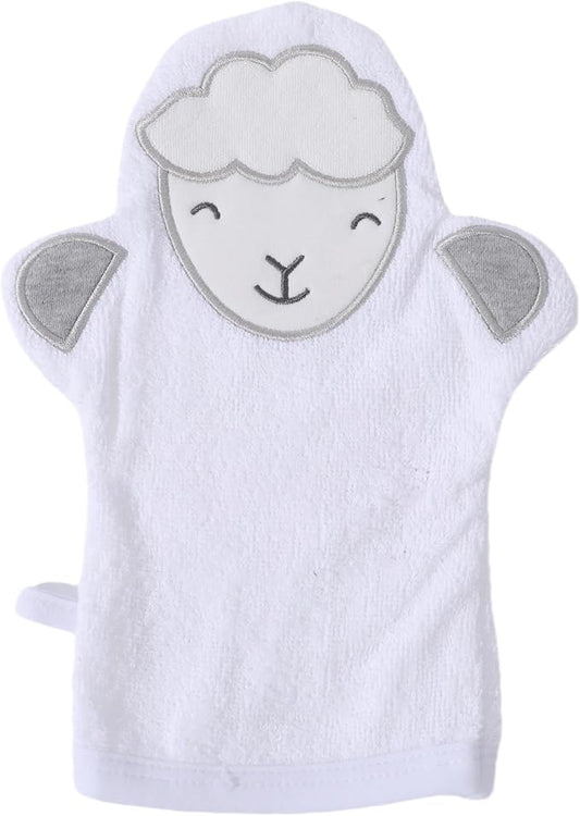 JN&LULU Baby Organics Bath Mitt Toddlers Bath Cotton and Soft Scrub Bathing Loofah Baby Shower Gifts （Sheep）