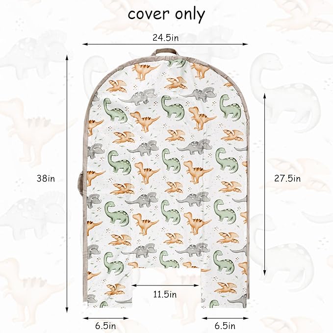 Hooyax Baby Lounger Cover, 100% Cotton, Reversible, Dinosaur Pattern, Compatible with Most Loungers