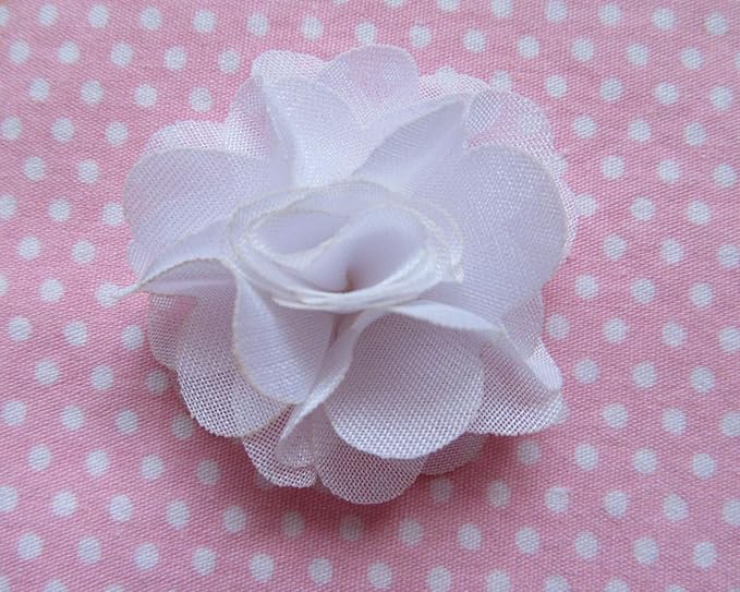 YYCRAFT Pack of 30 Chiffon Flower 1.5" Hair Flower Headband-White