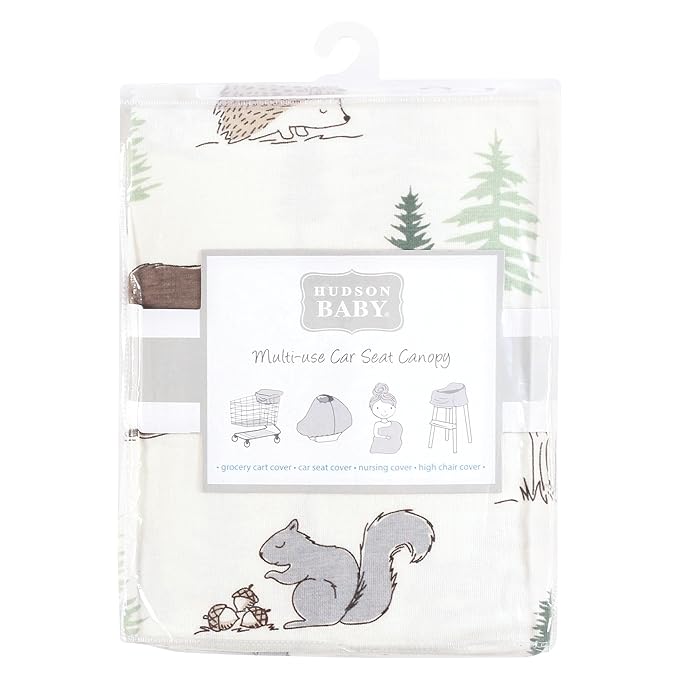Hudson Baby Unisex Baby Multi-use Car Seat Canopy, Forest Animals, One Size